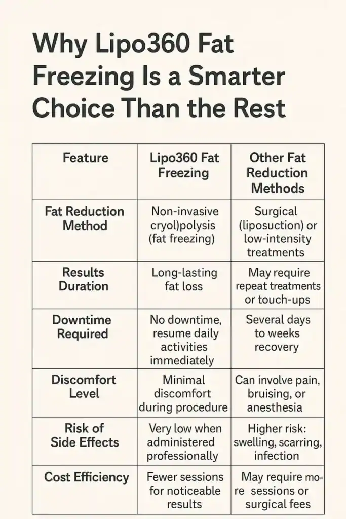 Is it possible to permanently freeze fat cells? 2 Table showing benefits of fat freezing to remove fat cells Willenhall from Lipo 360