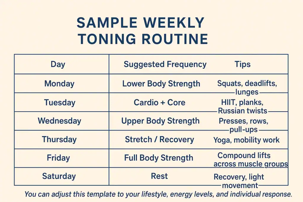 Achieving the Perfect Tone: How Often Should You Exercise for Results? 4 Weekly exercise Willenhall plan graphic