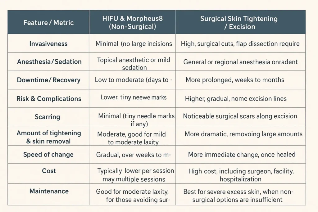 The Science of Skin Tightening 2 Table of skin tightening Willenhall benefits compared to surgical options
